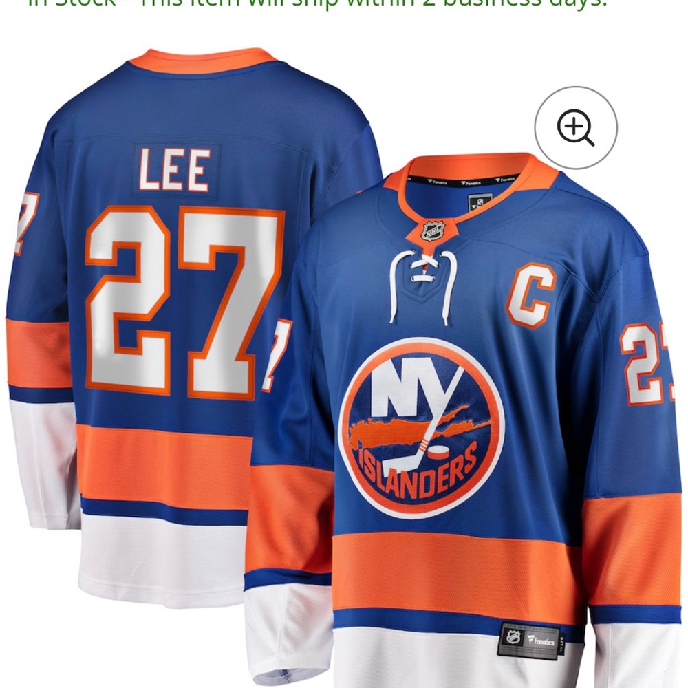 Men's Islanders Anders Lee Fanatics Home Captain Patch Breakaway Player Jersey